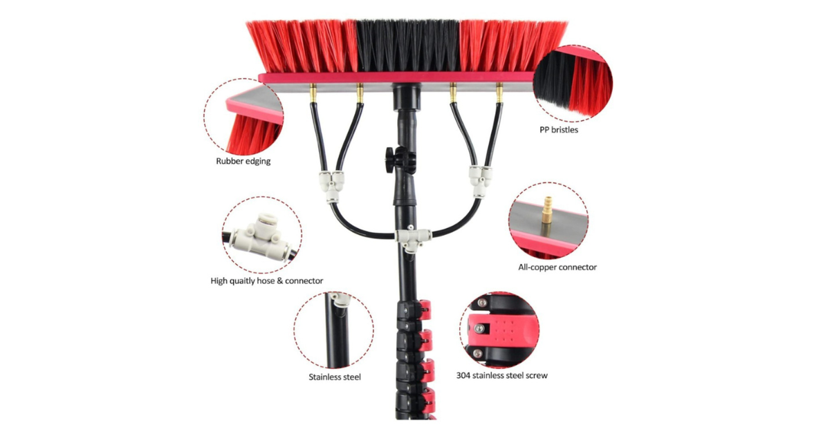 Extendable rod cleaning solar panels