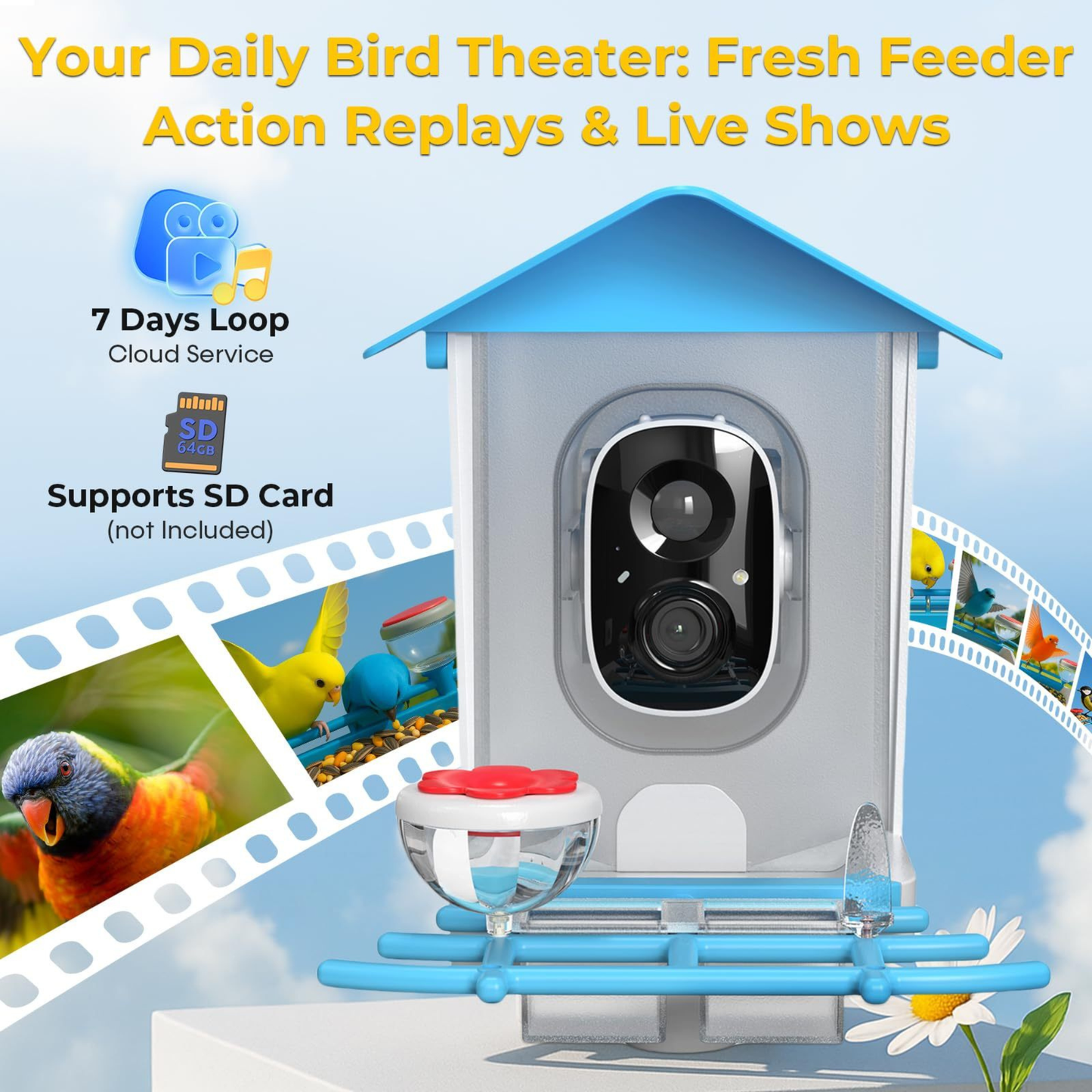Smart bird feeder with camera and 2K AI recognition