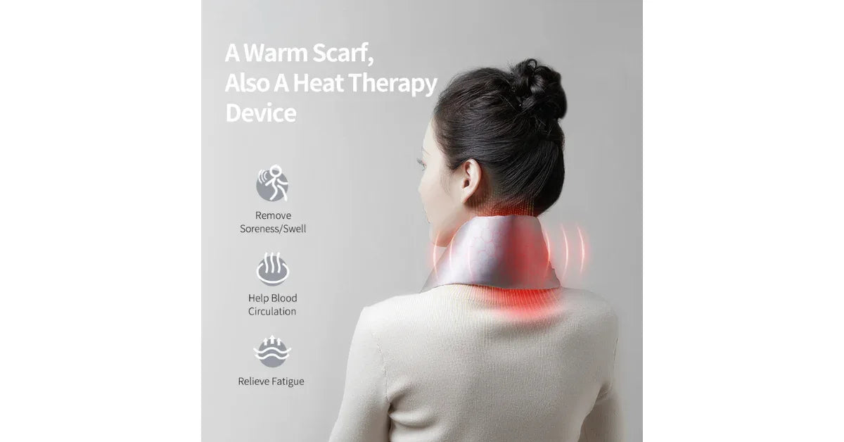Battery Heated Graphene Silk Neck Warmer – Premium Heated Neck Wrap for Pain Relief - vitaliqa