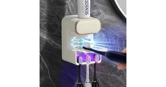 Smart UV toothbrush sanitizer mounted on wall