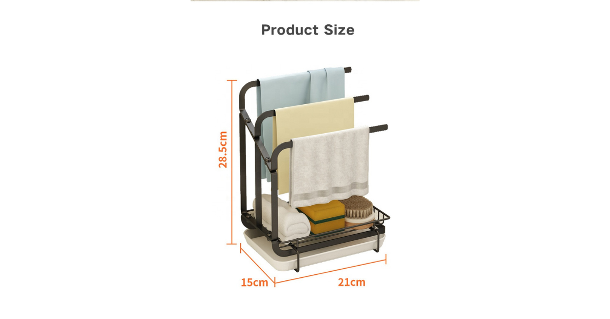 Soap dispenser and sponge holder in modern kitchen