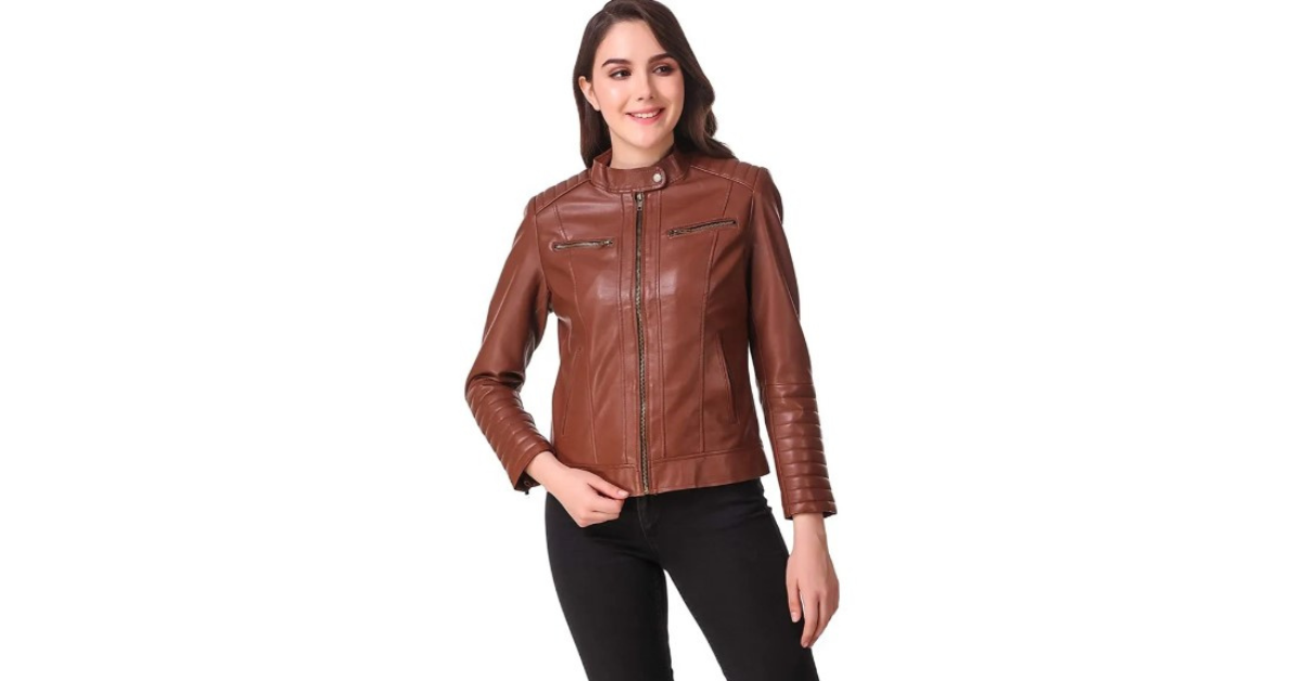 leather biker jacket women street style
