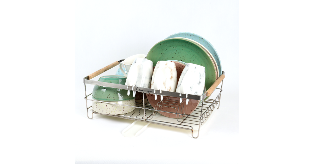 Close-up of removable utensil holder on dish rack