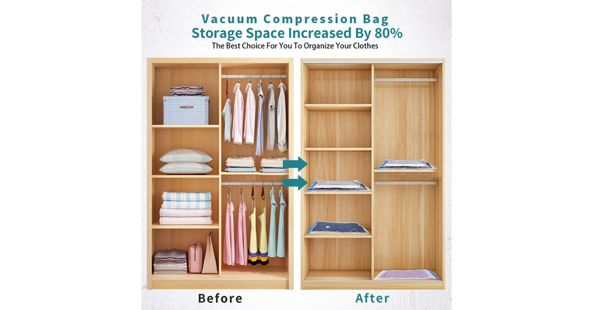 clothes compression bags reducing storage space