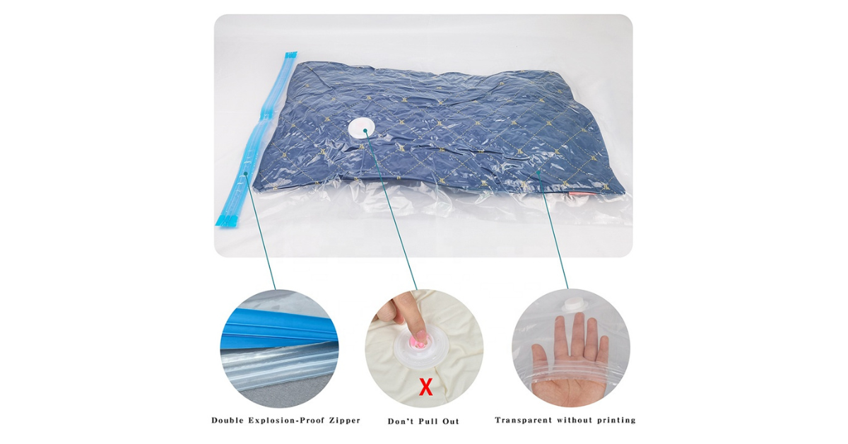 transparent PA+PE vacuum storage bag close up
