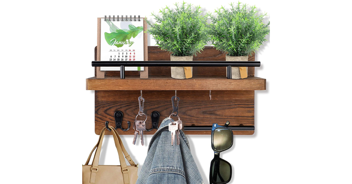 entryway wooden mail organizer