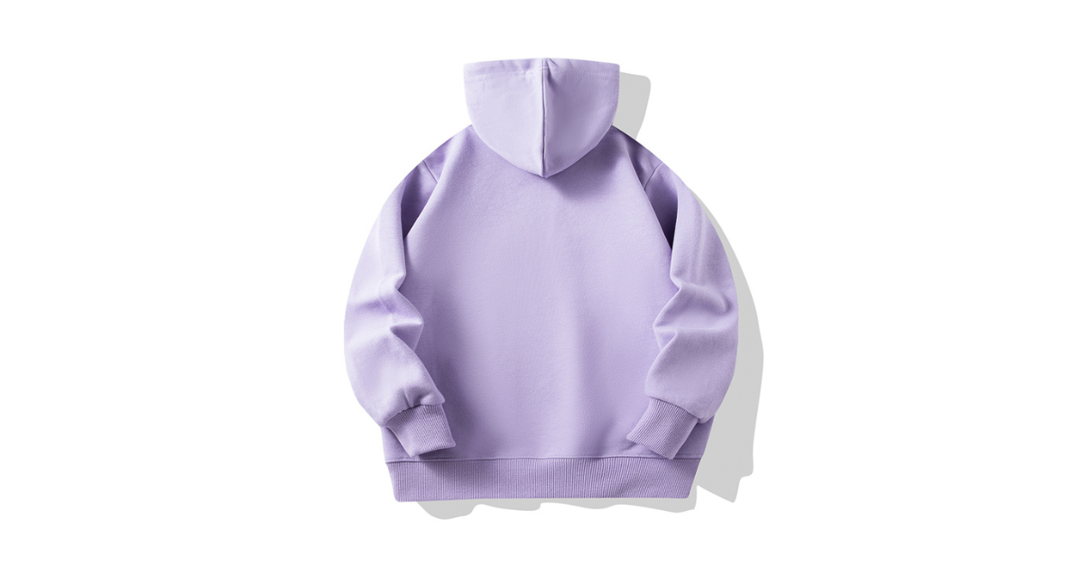 Boy wearing W011 oversized hoodie, front view