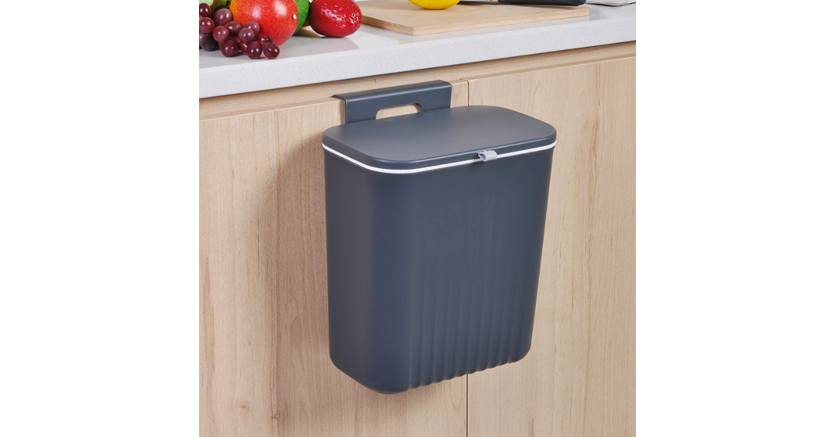 wall mounted kitchen waste bin attached to cabinet