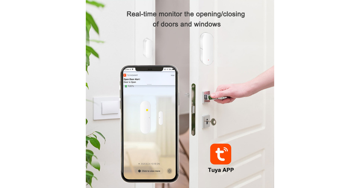 window security alarm sensor installed