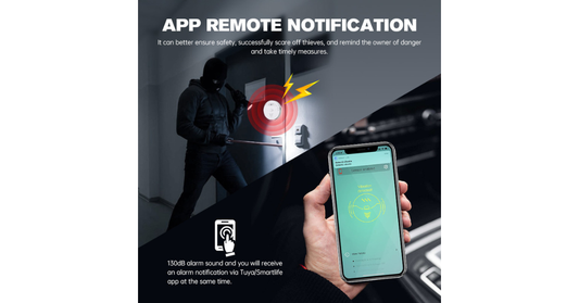 wireless door alarm sensor installed on a home front door