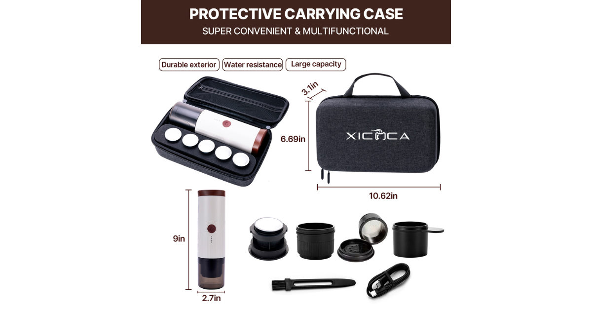 compact travel espresso machine outdoor setup