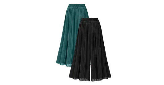 Women Chiffon Pleated Wide Leg Plus Size Pants – Flowing Comfort & Summer Style - vitaliqa