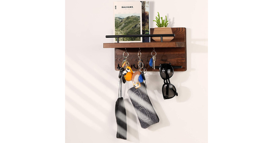 wooden key holder for wall with hooks