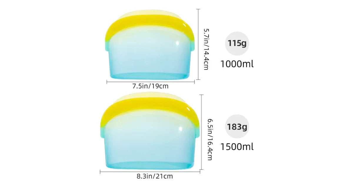 2 Pcs Reusable Silicone Food Storage Bags – Eco-Friendly, BPA Free - vitaliqa