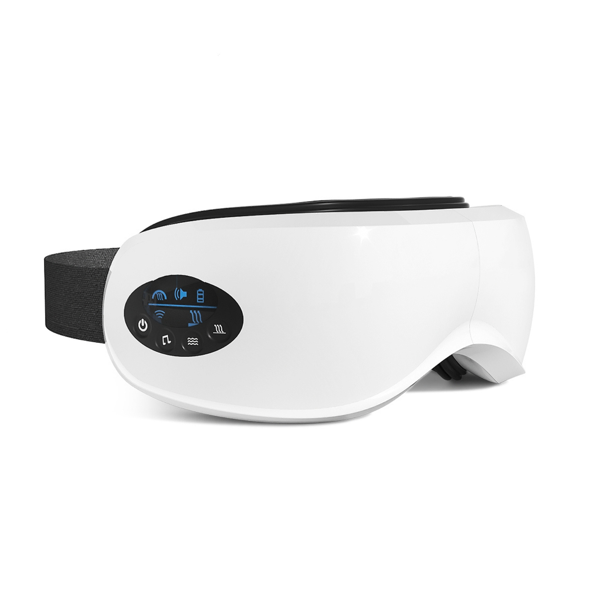 Rechargeable eye massager with portable design used at home, office, and during travel.