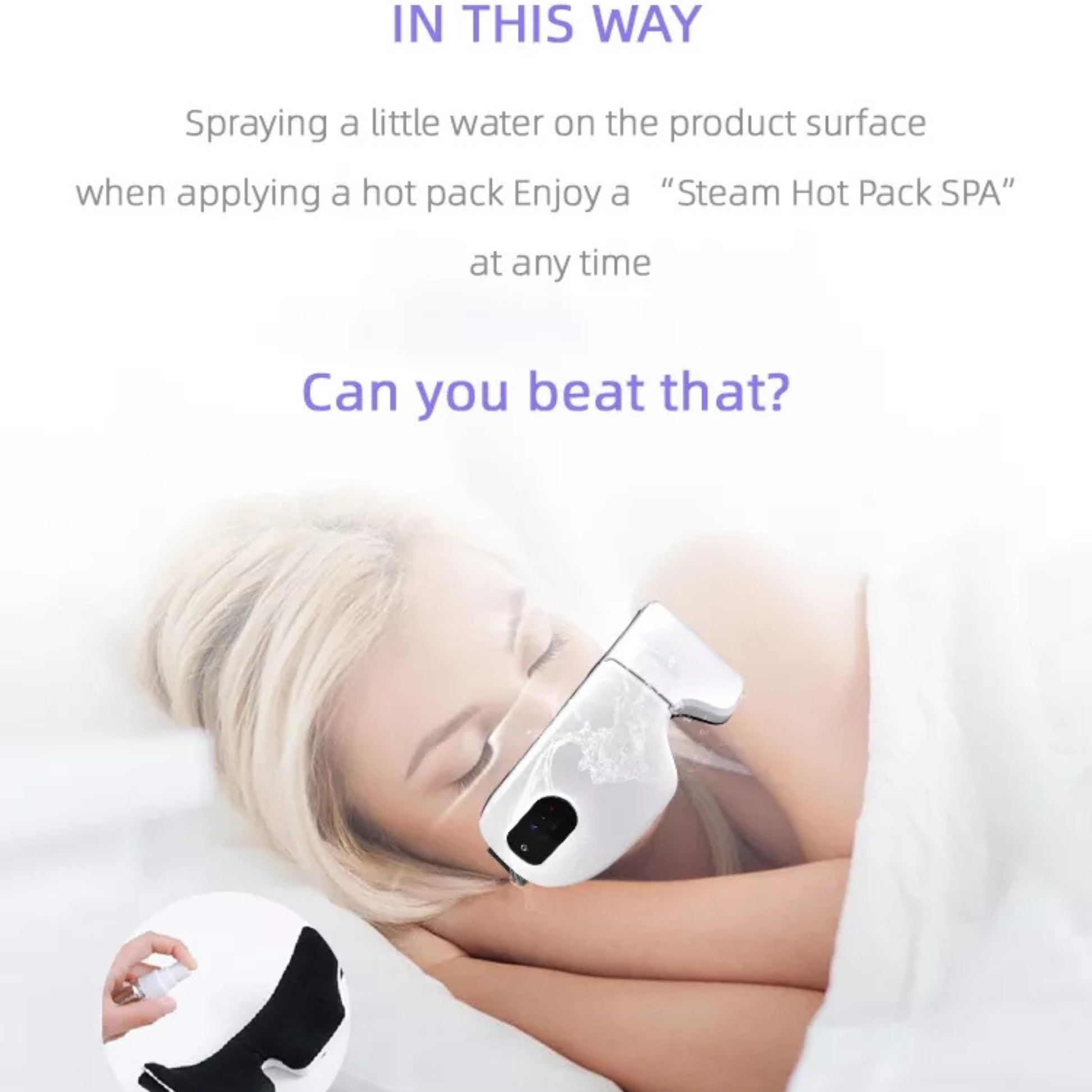 Portable heated eye mask for dry eyes and screen fatigue after computer work