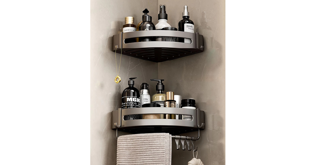 bathroom shelf for shampoo and toiletries