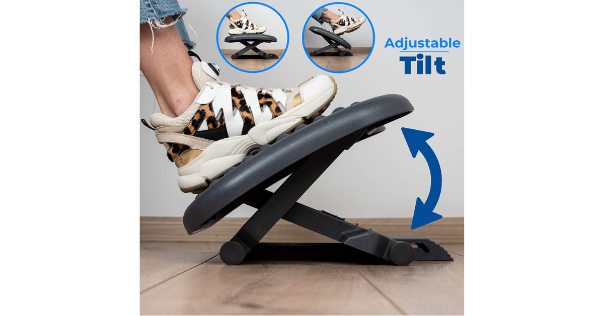 ergonomic under desk foot rest black adjustable