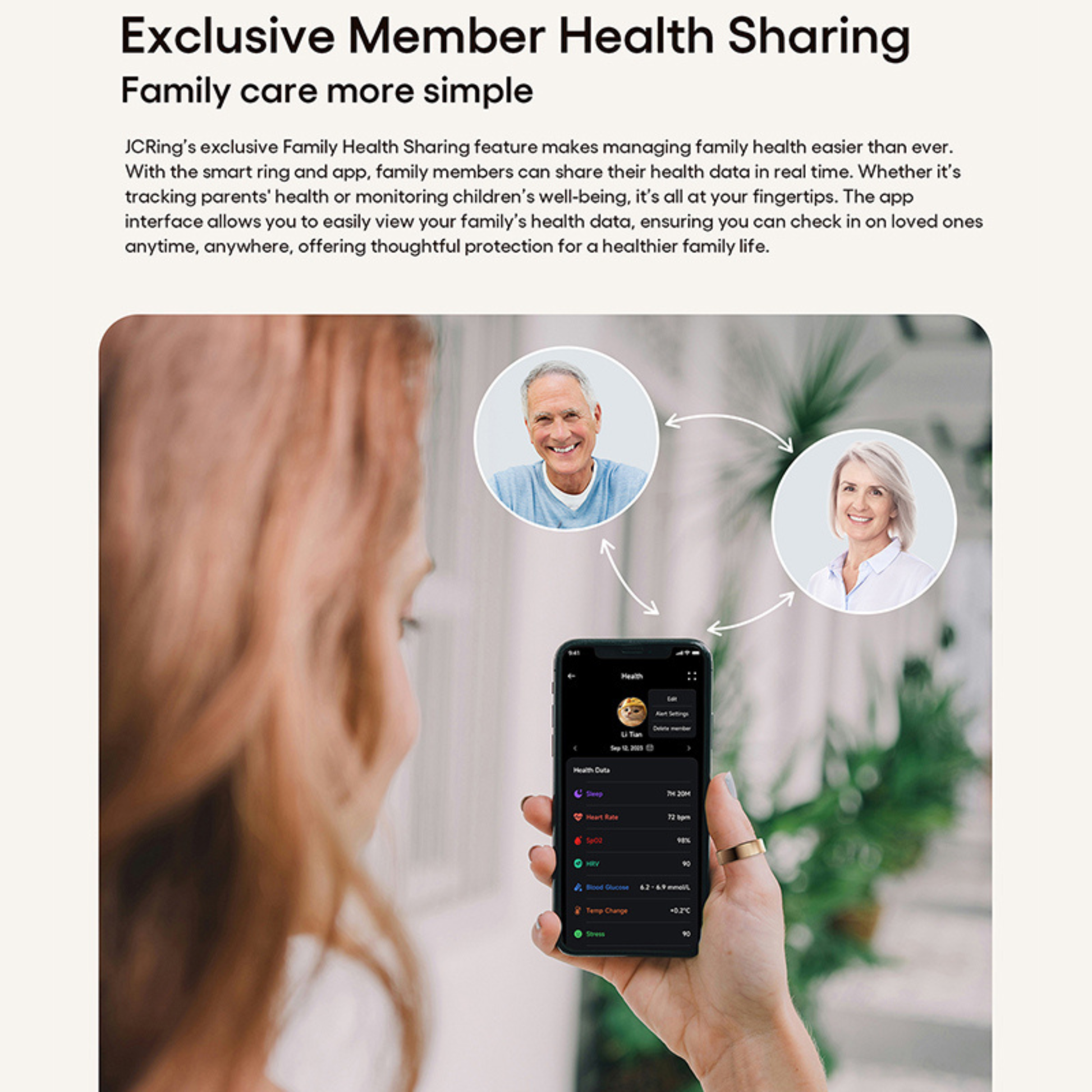 JCRing X6B AI Smart Ring monitoring Blood Oxygen Sensing Wearable data during outdoor exercise with accurate SpO₂ and heart rate tracking.