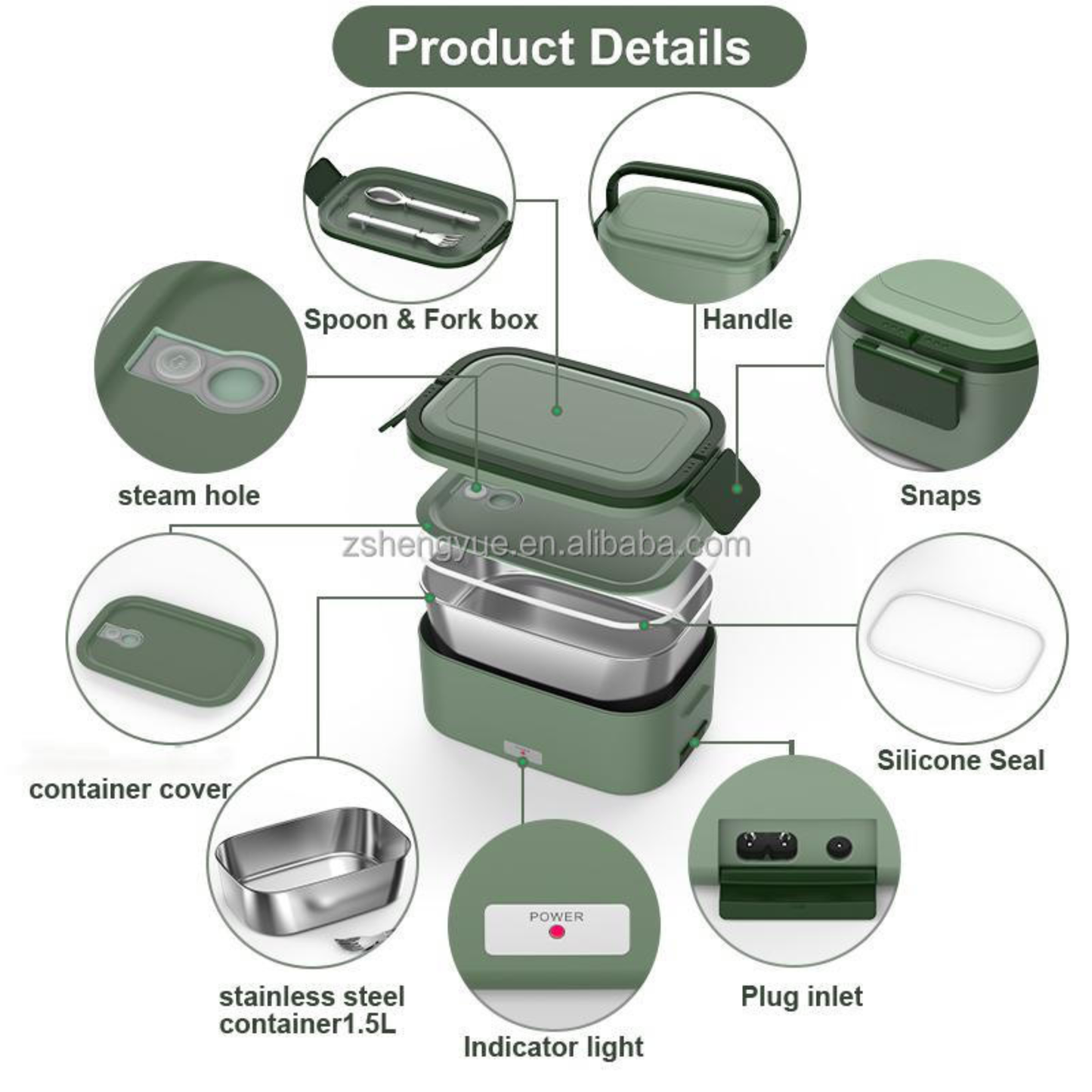 Vehicle compatible electric lunch box heater for car and road trips
