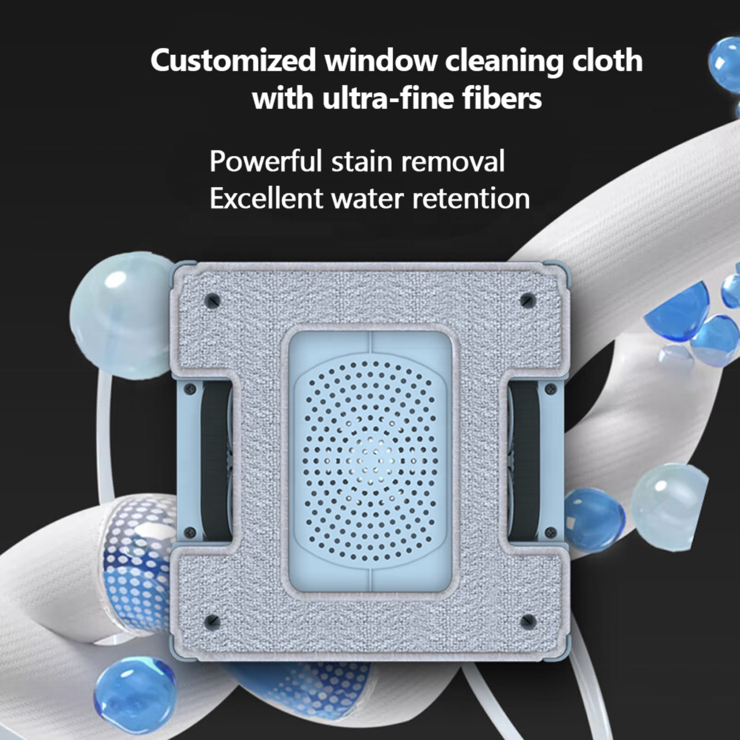 Smart automatic window cleaner attached securely to a panoramic glass window