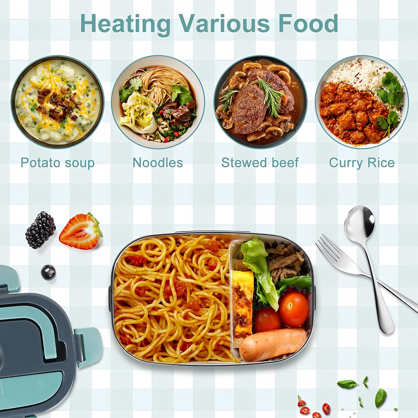 Stainless steel heated lunch box 110V 220V dual voltage system