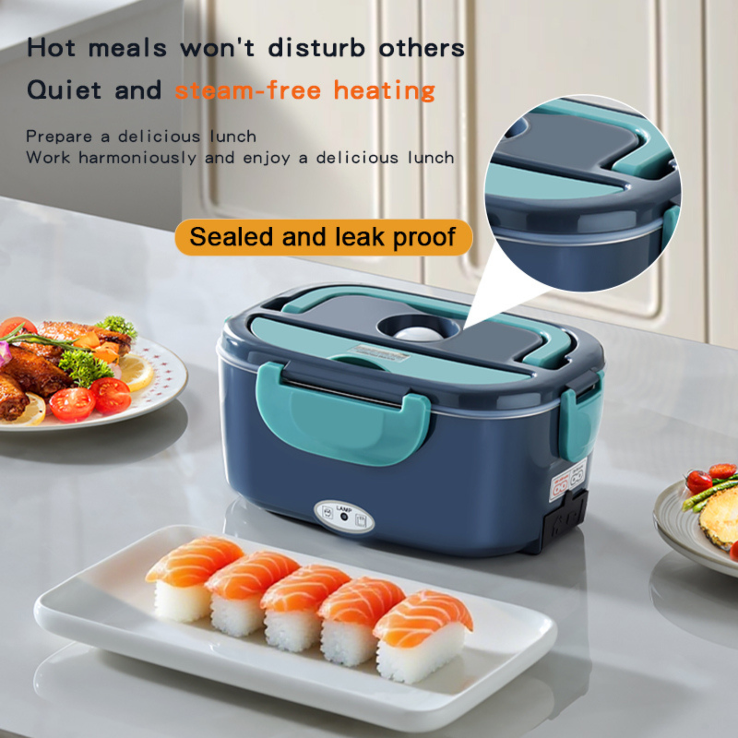 Stainless steel electric lunch box food warmer eco friendly and reusable design
