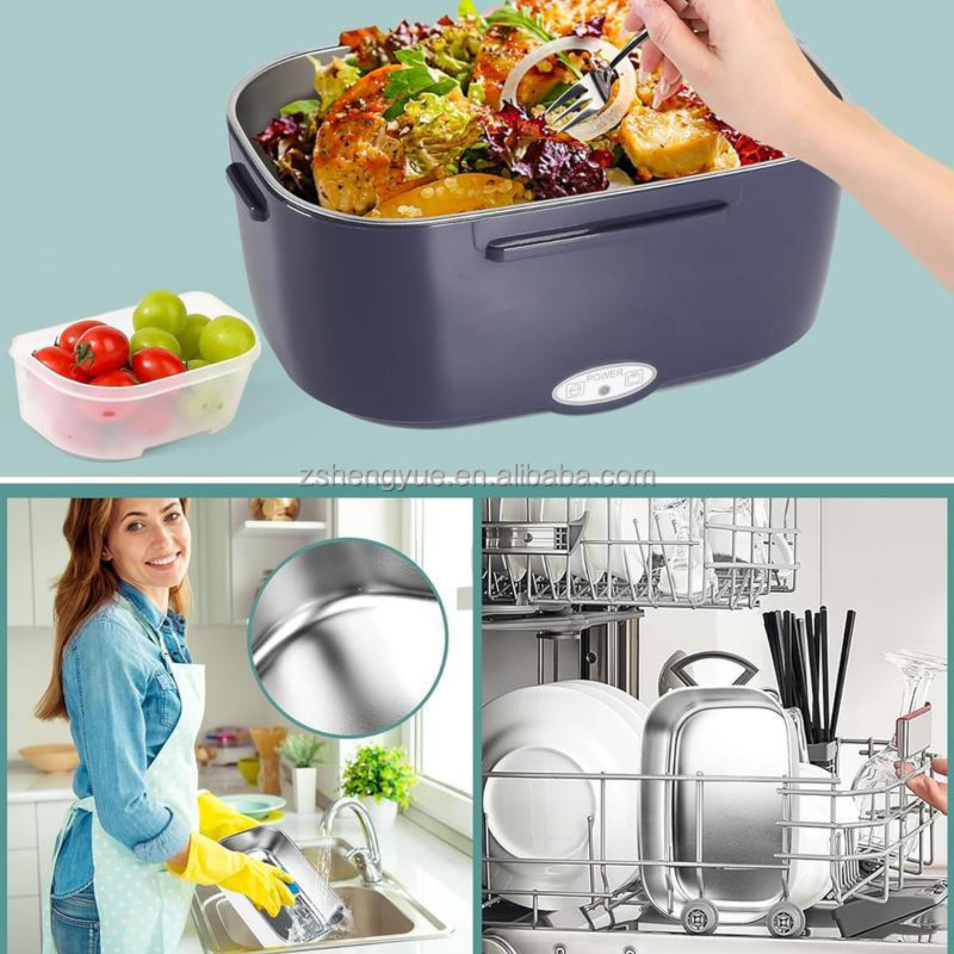 Fast heating portable food warmer lunch box for office and work use