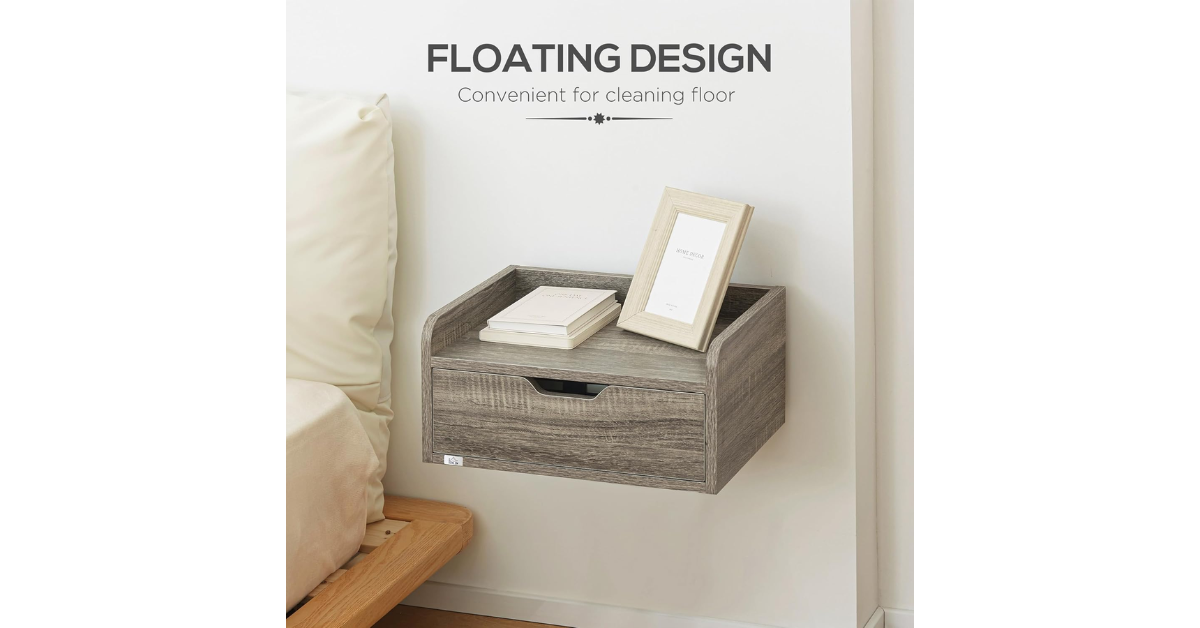 modern grey floating nightstand