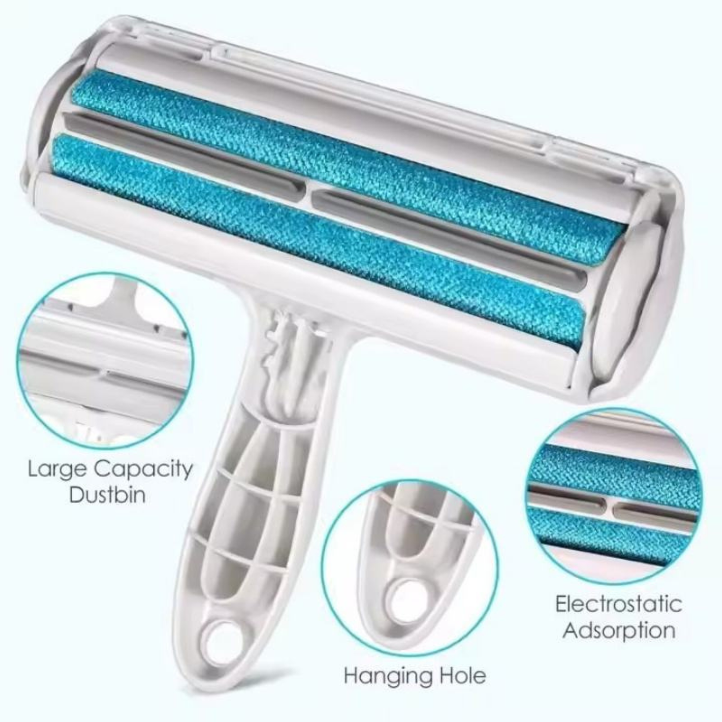 Pet Hair Remover Roller removing dog hair from a fabric sofa with a reusable self-cleaning design.