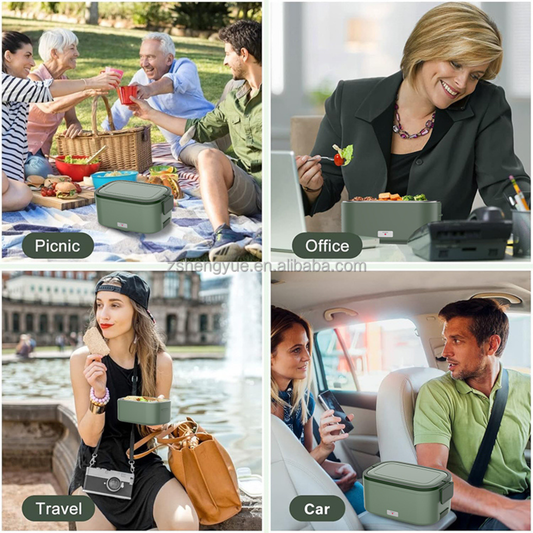 Portable electric heated lunch box 12V 24V 110V stainless steel food warmer for travel and car use