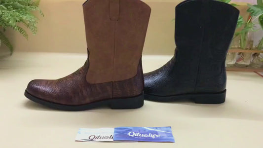 Mens Cowboy Boots 2025 | Retro PU Leather Western Style Boots