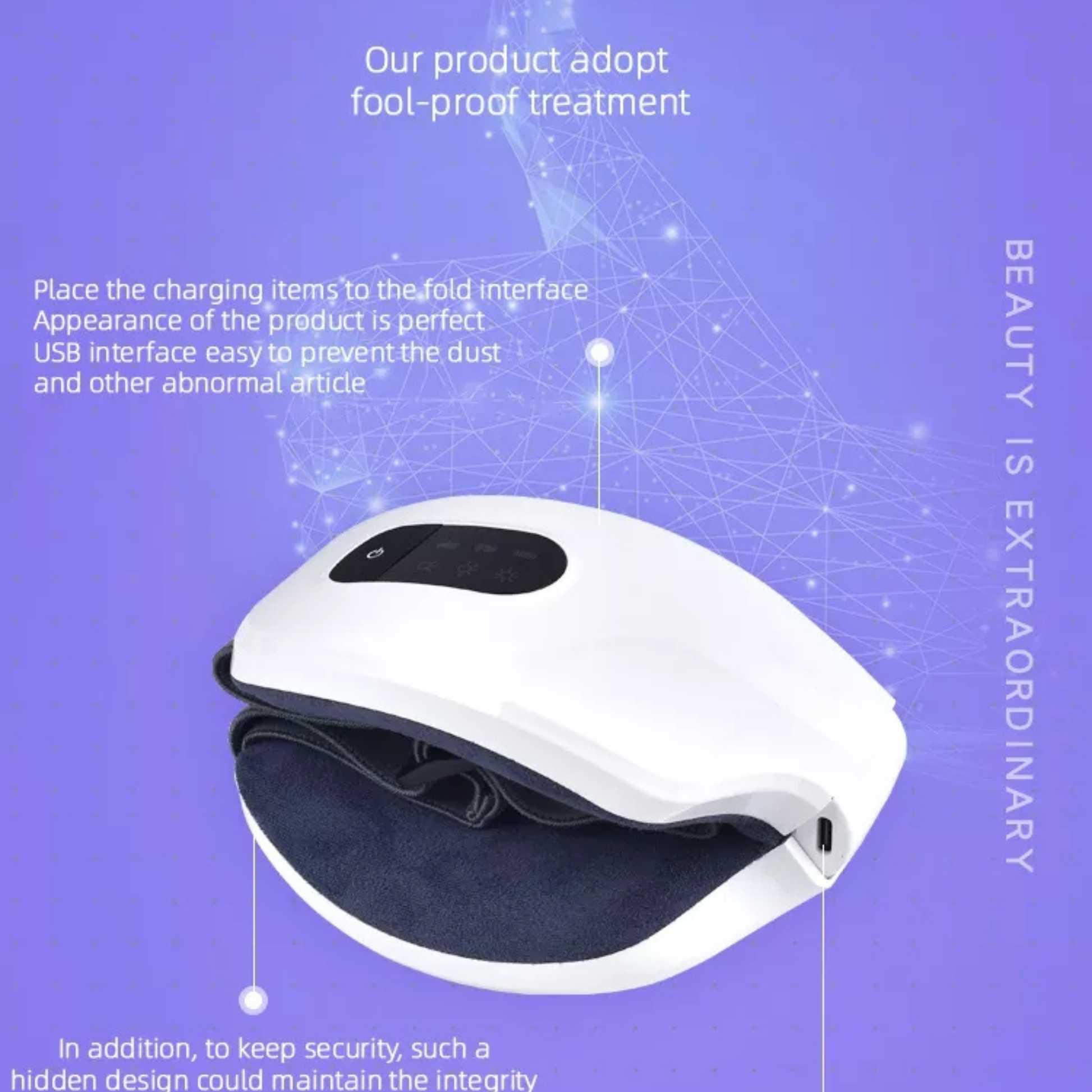 Rechargeable heated eye mask designed for eye strain relief and relaxation