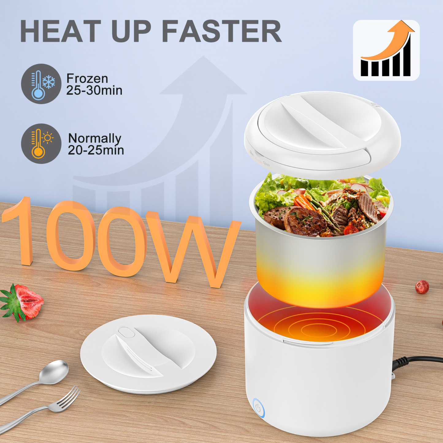 Portable stainless steel electric lunch box heater for car and travel