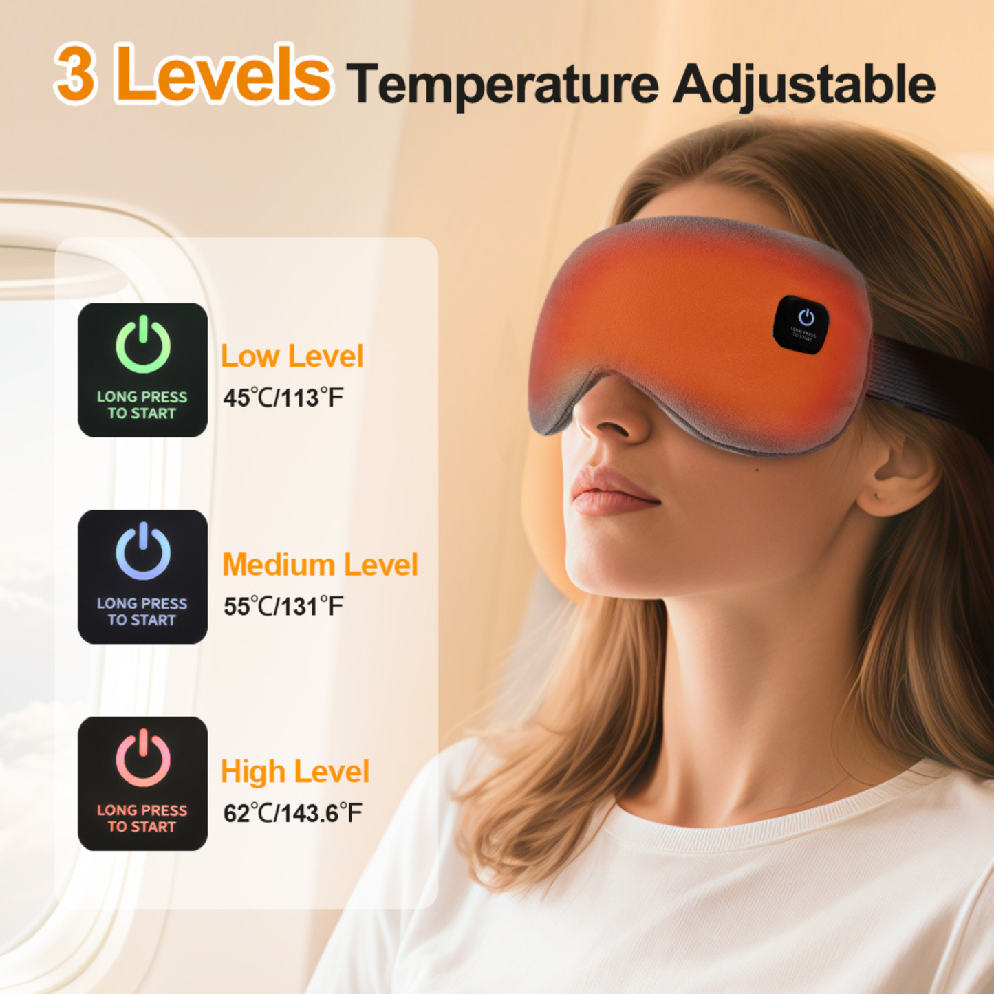 Temperature controlled heated eye mask with infrared heating technology