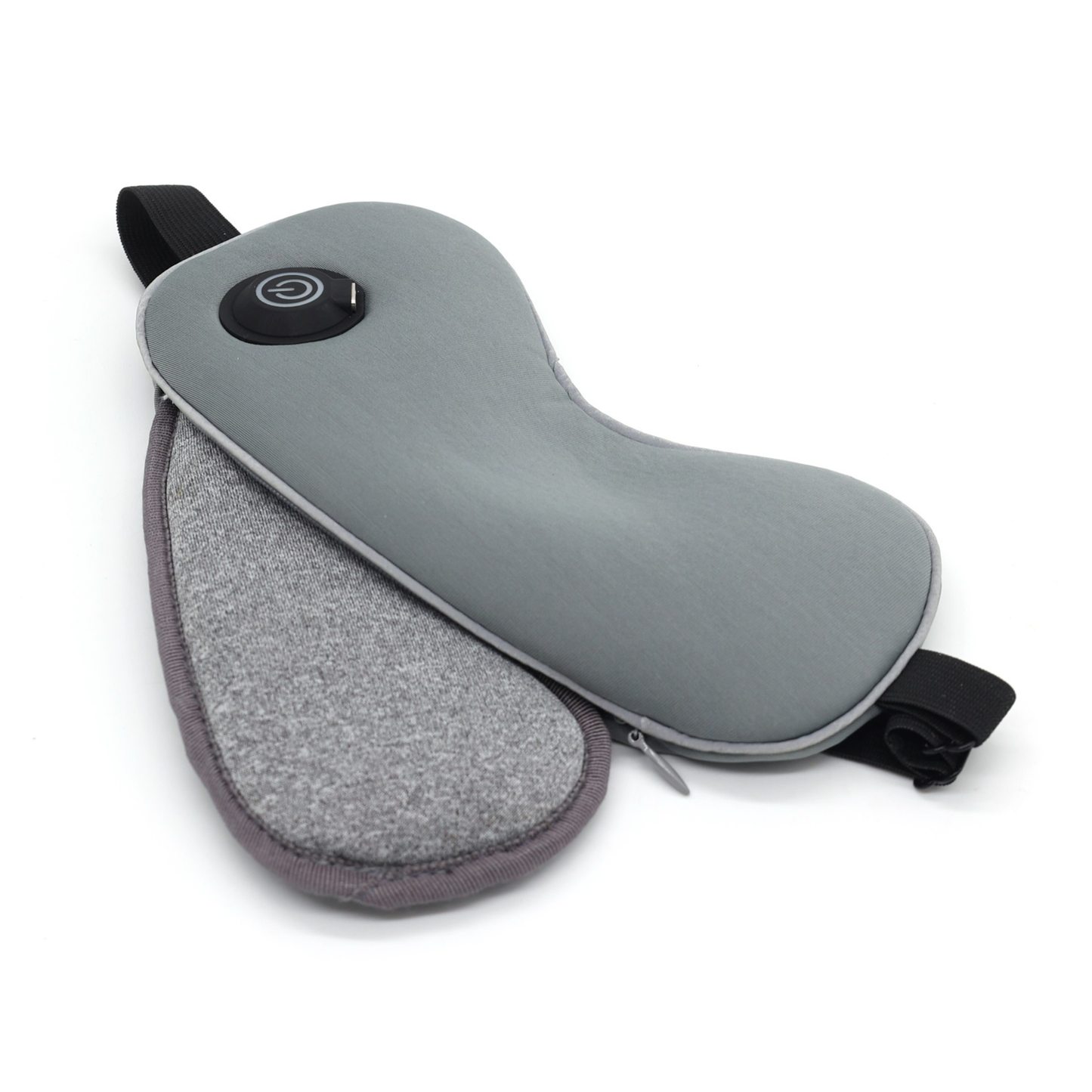 Temperature controlled heated eye mask with adjustable heat settings.