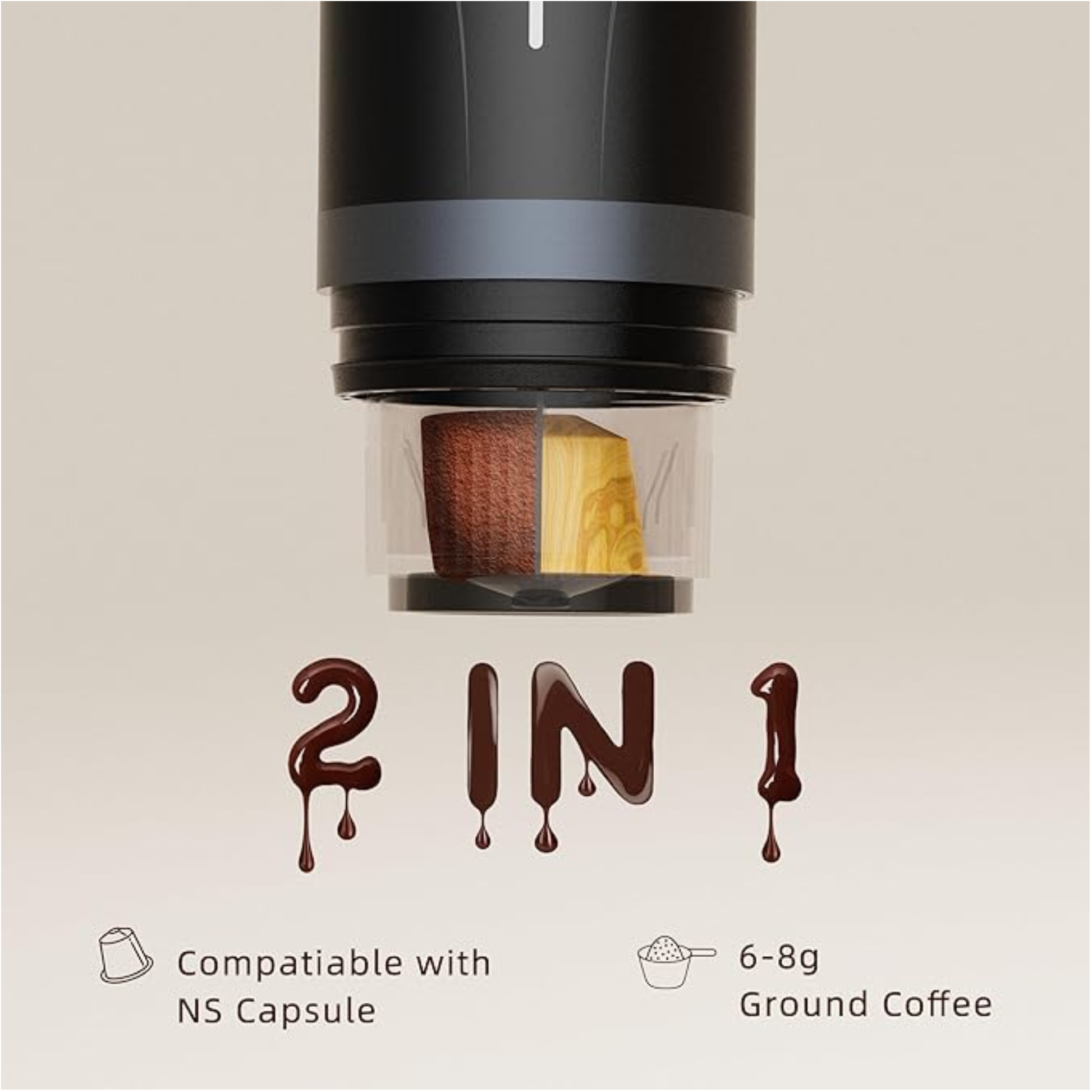 USB Espresso Machine design showing portable coffee equipment suitable for travel and flexible power options.