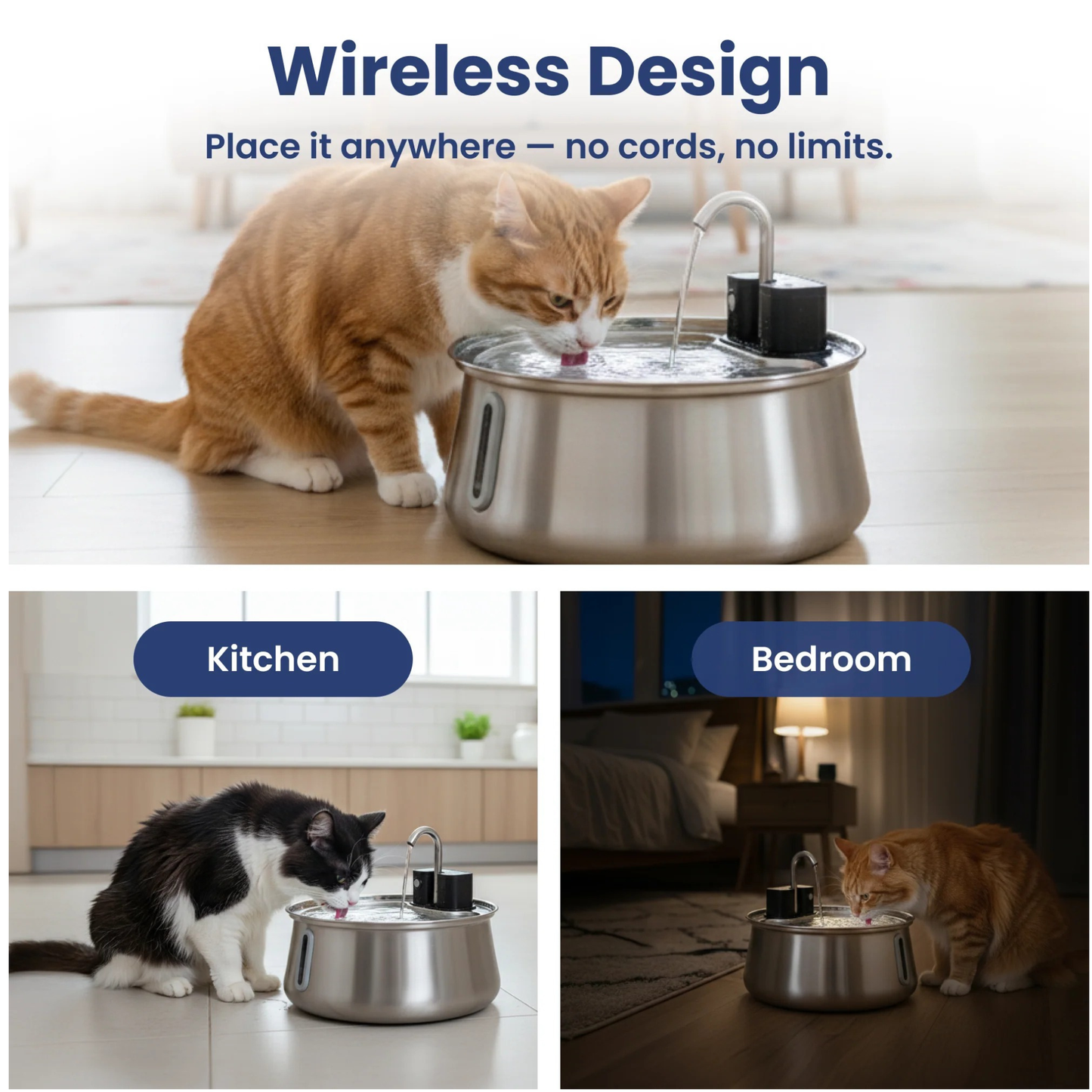 Automatic Dog & Cat Water Dispenser using a 4-layer activated carbon filter to remove hair, dust, odors, and impurities.